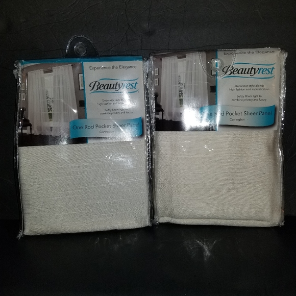 2 NEW BEAUTYREST Sheer Curtain Panels Ivory 52x95 - Picture 2 of 6